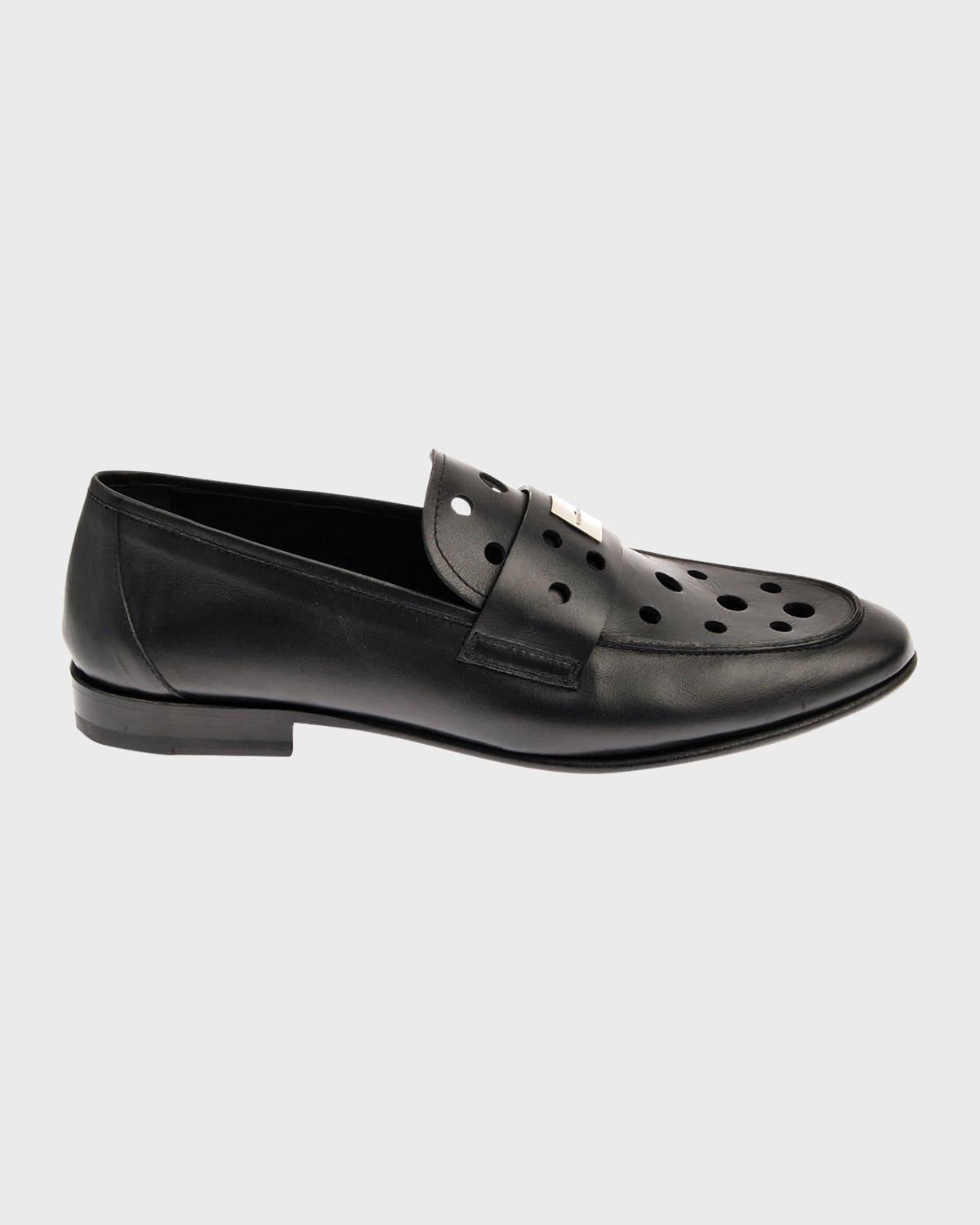 Mens Cut-Out Leather Penny Loafers Product Image