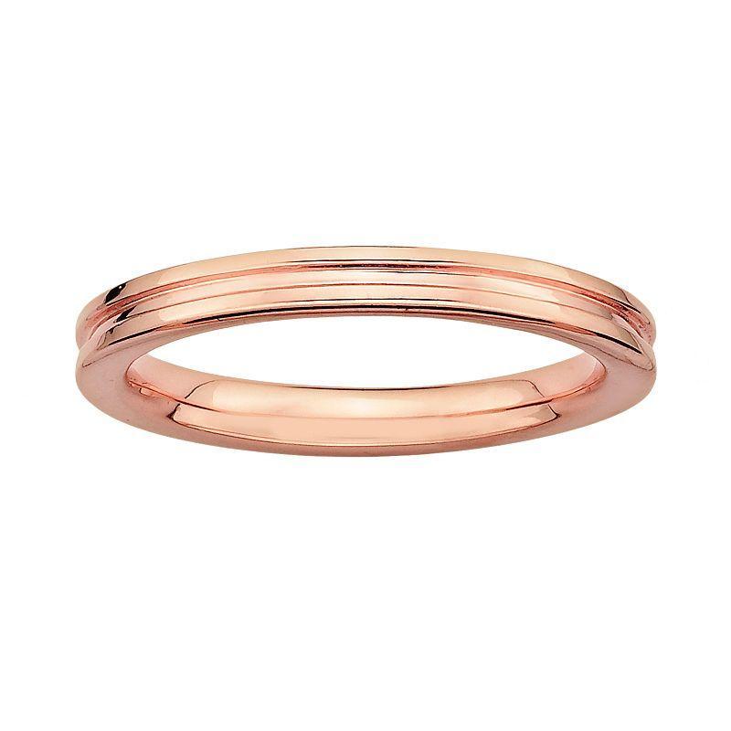 Stacks & Stones 18k Rose Gold Over Silver Grooved Stack Ring, Womens Pink Product Image