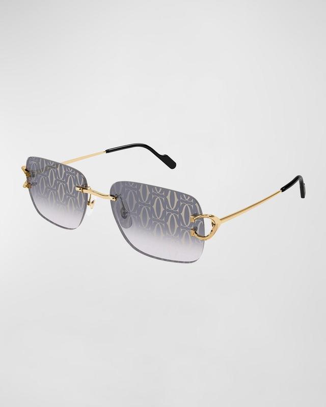 Cartier Men's Rimless Metal Sunglasses - 007 SMOOTH GOLDEN Product Image