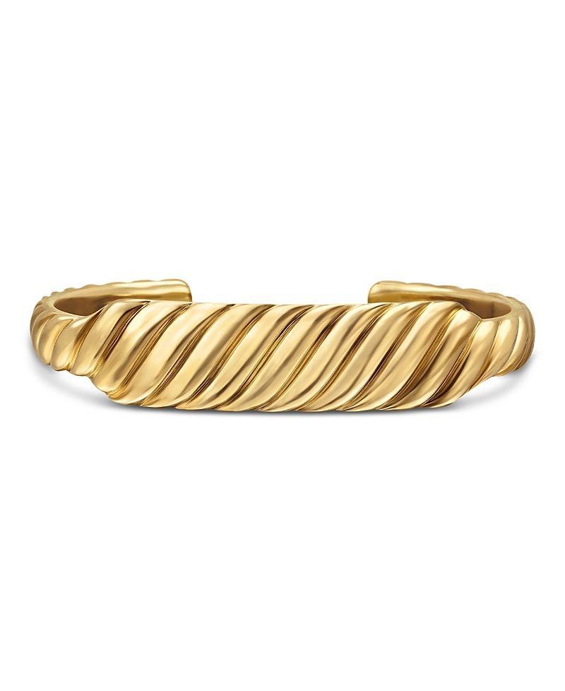 Womens Sculpted Cable Contour Cuff Bracelet in 18K Yellow Gold Product Image