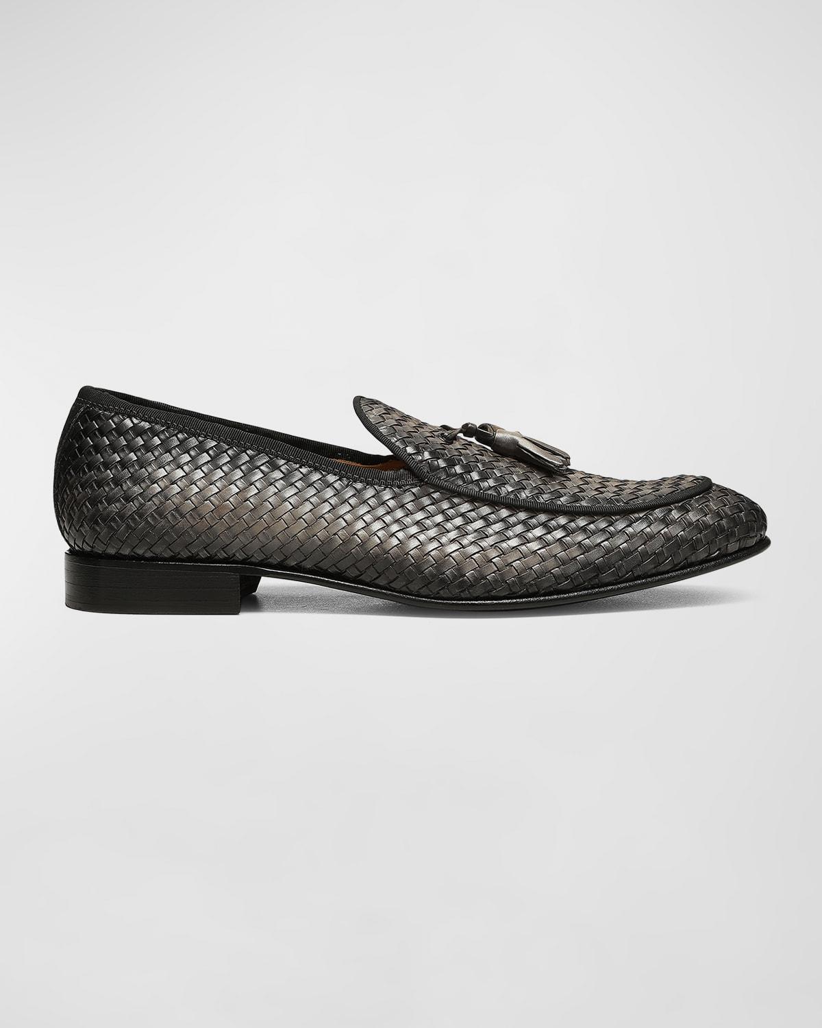 Men's Spirro Woven Leather Tassel Loafers Product Image