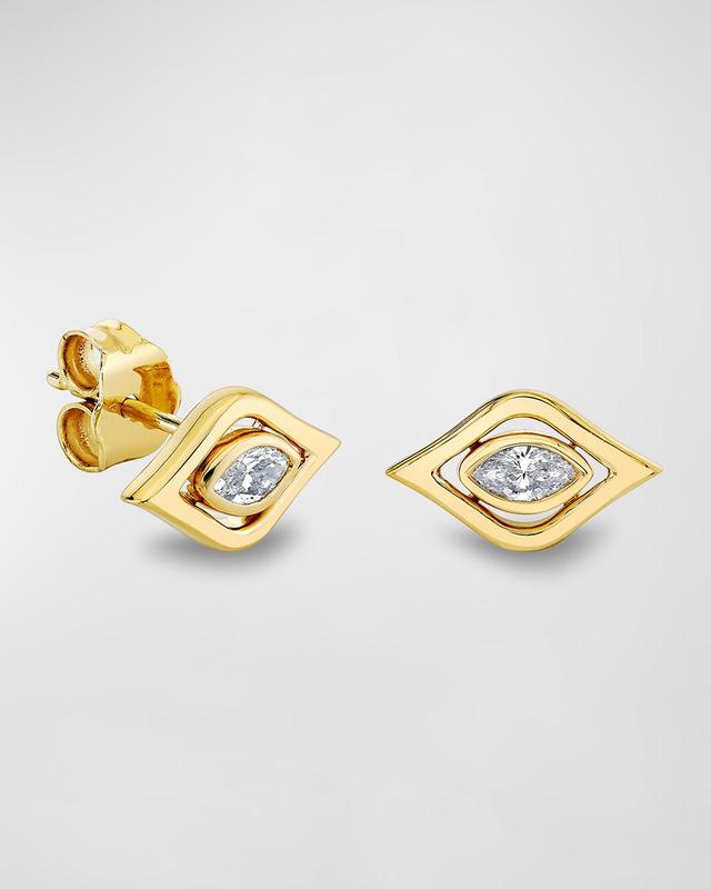 Womens Evil Eye 14K Yellow Gold & 0.10 TCW Diamond Stud Earrings Product Image