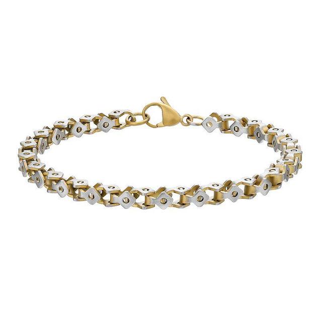 Mens LYNX Stainless Steel Square-Link Chain Bracelet Gold Tone Product Image