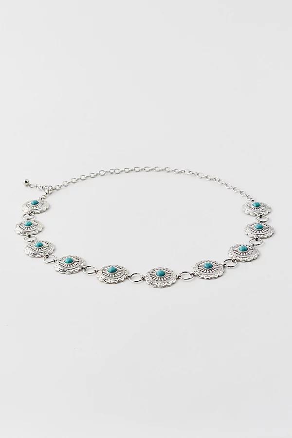 Turquoise Metal Chain Belt Womens at Urban Outfitters Product Image