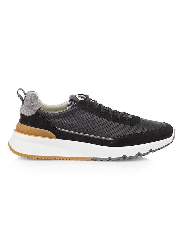Mens Low-Top Leather Sneakers Product Image