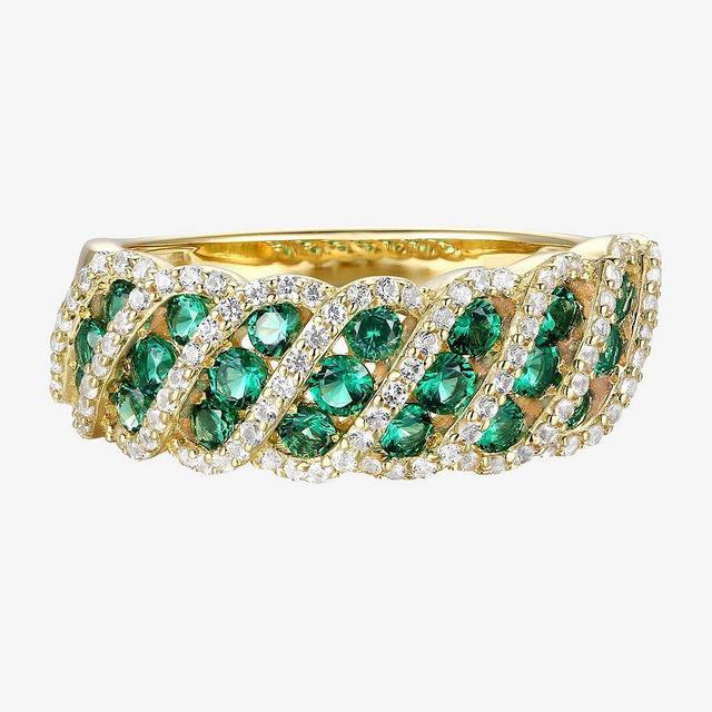 14k Gold Over Silver Lab-Created Emerald & Lab-Created White Sapphire Ring, Womens Gold Tone Product Image