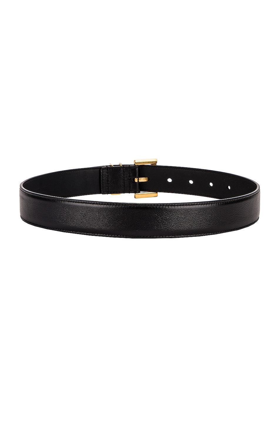 Saint Laurent Monogramme Belt Black. Size 95 (also in 65, 70, 75, 80, 85, 90). Product Image