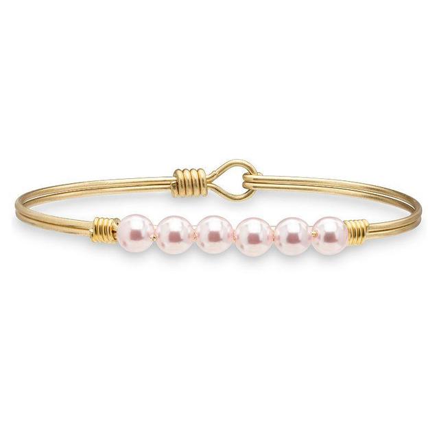 Luca + Danni Simulated Pearl Bangle Bracelet in Baby Pink, Womens Brass Tone Product Image