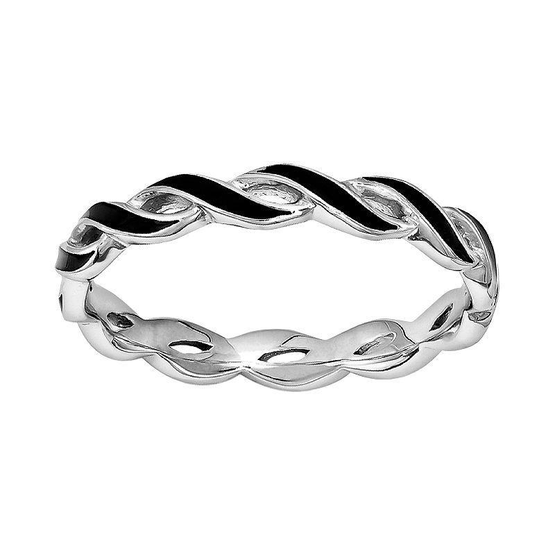 Stacks & Stones Sterling Silver Stack Ring, Womens Black Product Image