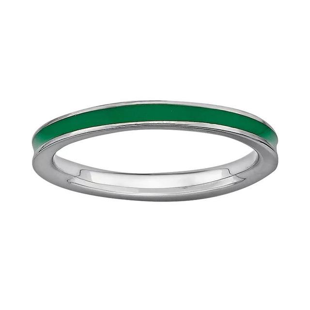 Stacks & Stones Sterling Silver Green Enamel Stack Ring, Womens Product Image