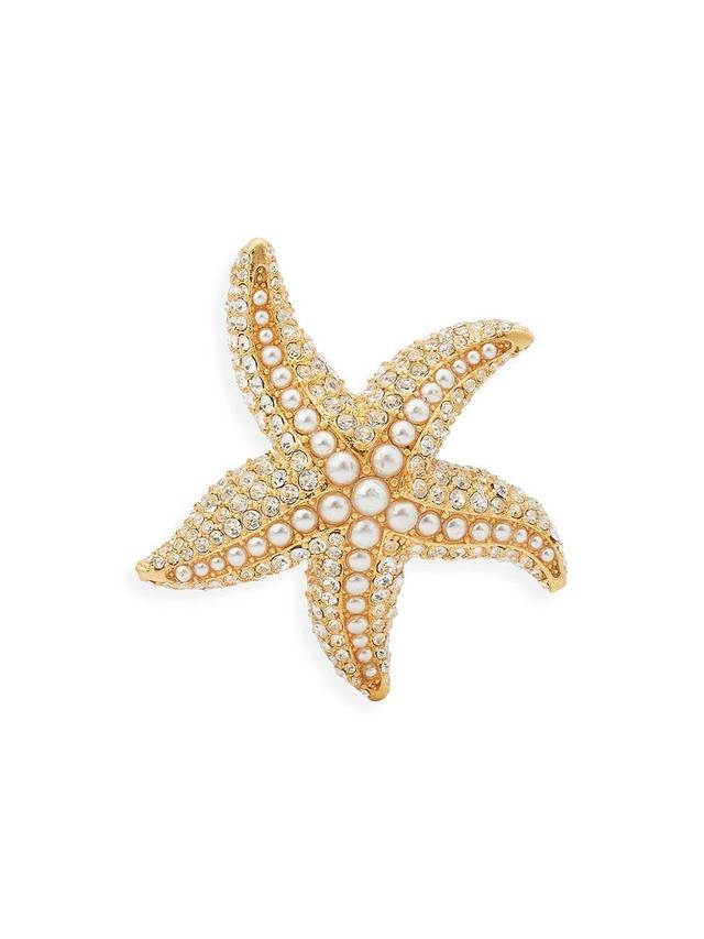 Womens Sea Star Goldtone, Cubic Zirconia & Faux Pearl Cocktail Ring Product Image