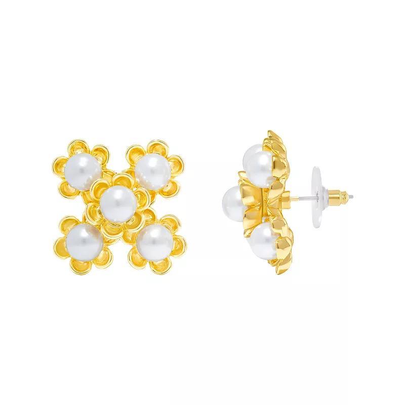 Emberly Gold Tone Simulated Pearl Cluster Stud Earrings, Womens, Yellow Product Image