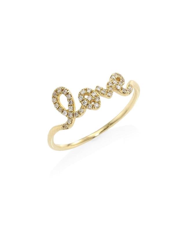 Womens Love Diamond & 14K Yellow Gold Ring Product Image