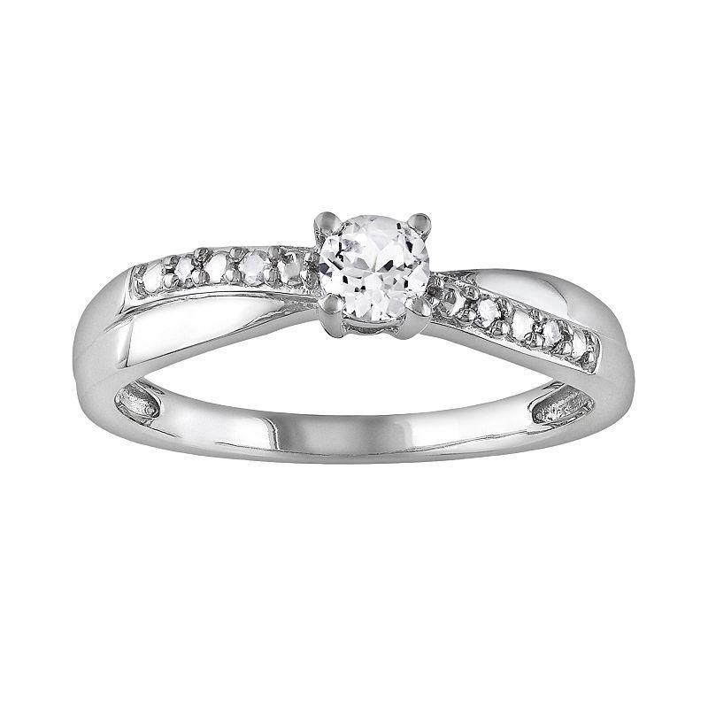 Stella Grace Sterling Silver Lab-Created White Sapphire and Diamond Accent Crisscross Ring, Womens Product Image