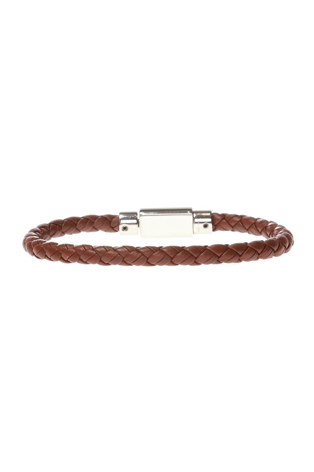 FERRAGAMO Braided Leather Bracelet In Brown Product Image