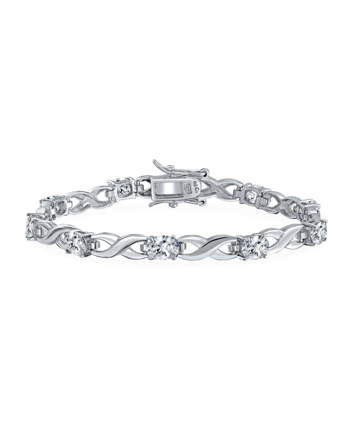 Bling Jewelry 9CT Clear Oval Cz Alternating Love Knot Symbol Infinity Tennis Bracelet For Women Sterling Silver 7.5 Product Image