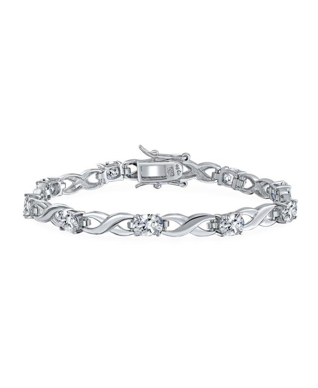 Bling Jewelry 9CT Clear Oval Cz Alternating Love Knot Symbol Infinity Tennis Bracelet For Women Sterling Silver 7.5 Product Image