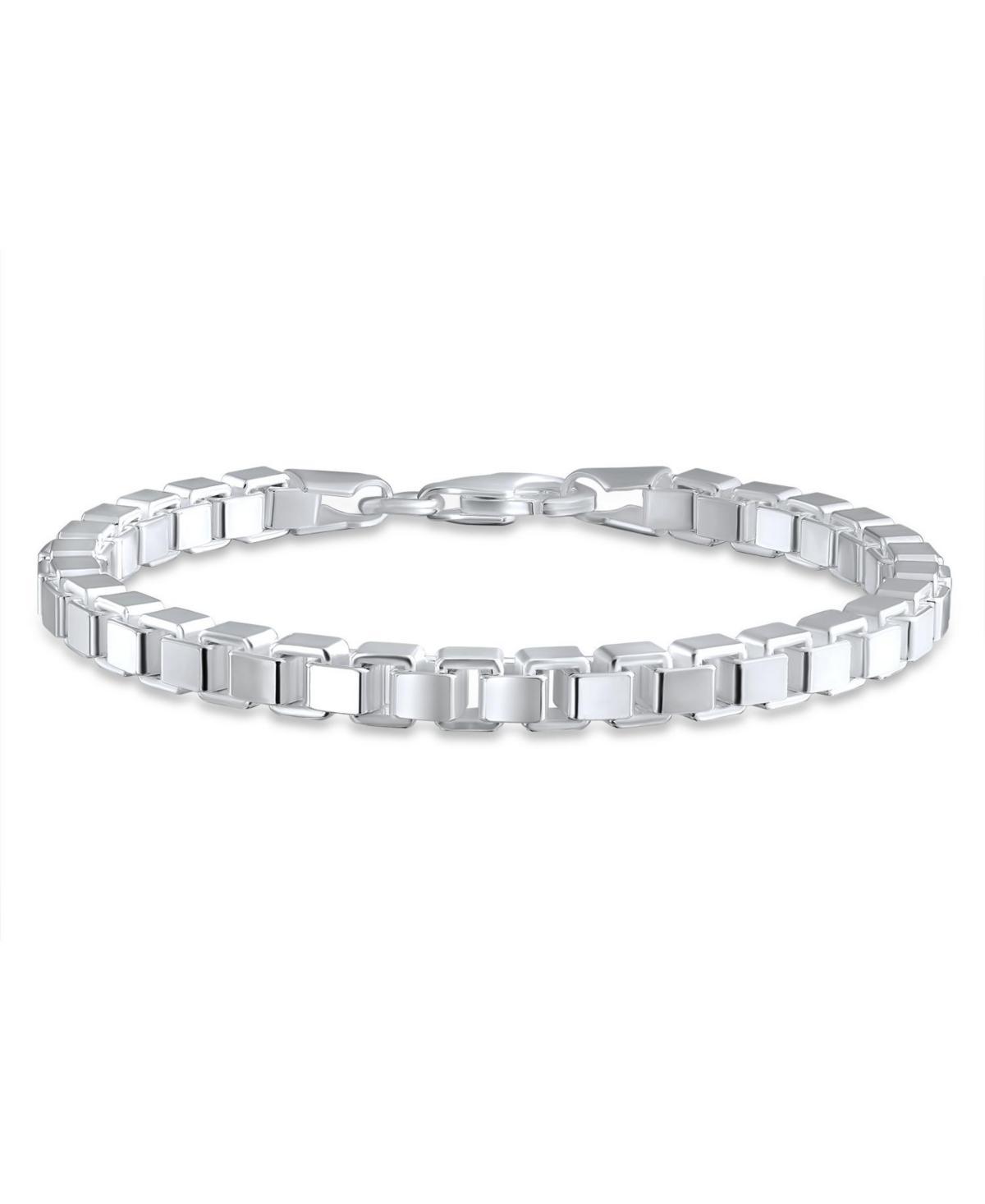 Unisex Solid Mirror Venetian Box Link Chain Bracelet For Men Teen .925 Sterling Silver Made In Italy 7.5 Inch Product Image