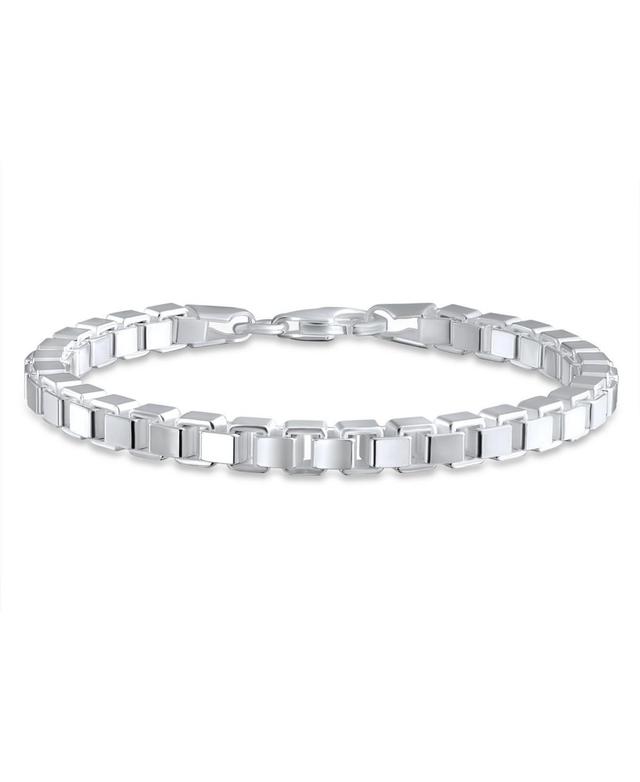 Unisex Solid Mirror Venetian Box Link Chain Bracelet For Men Teen .925 Sterling Silver Made In Italy 8 Inch Product Image