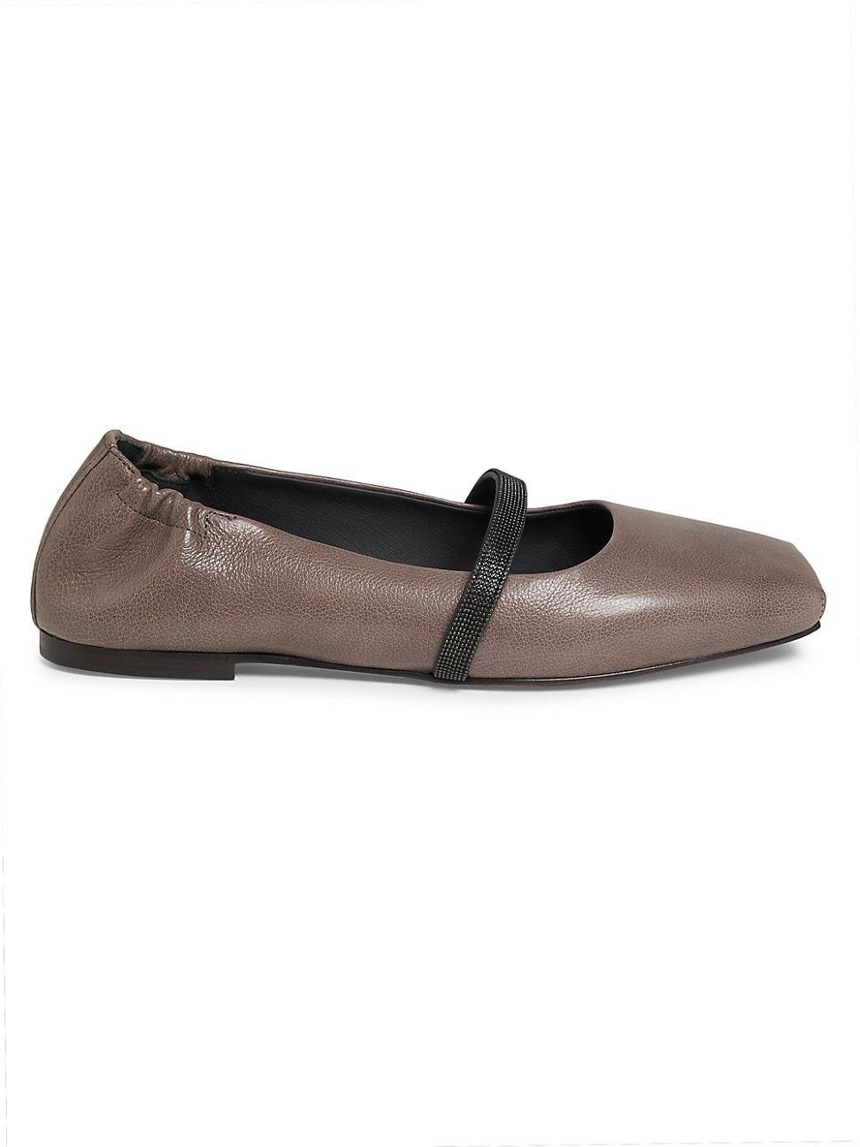 Womens Square-Toe Leather Mary Jane Flats product image