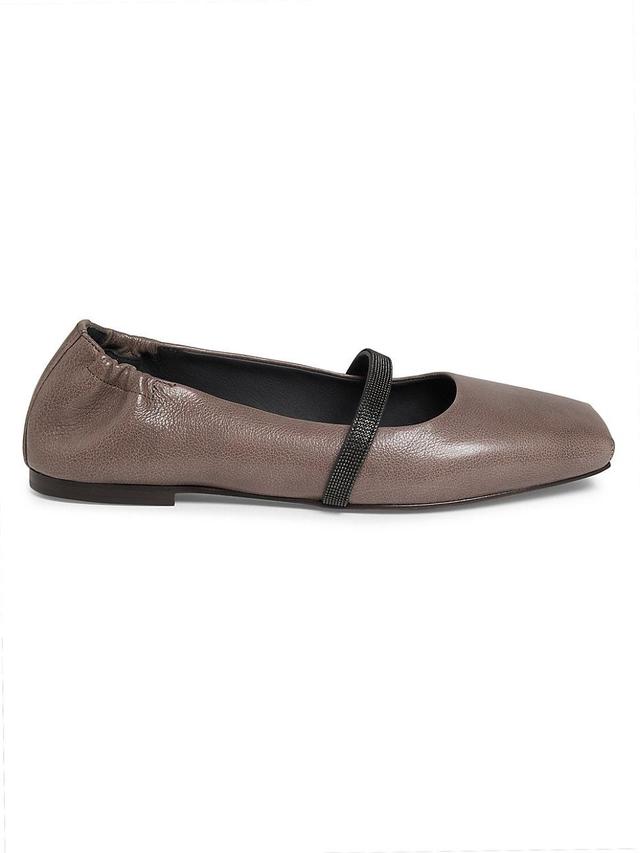 Womens Square-Toe Leather Mary Jane Flats Product Image