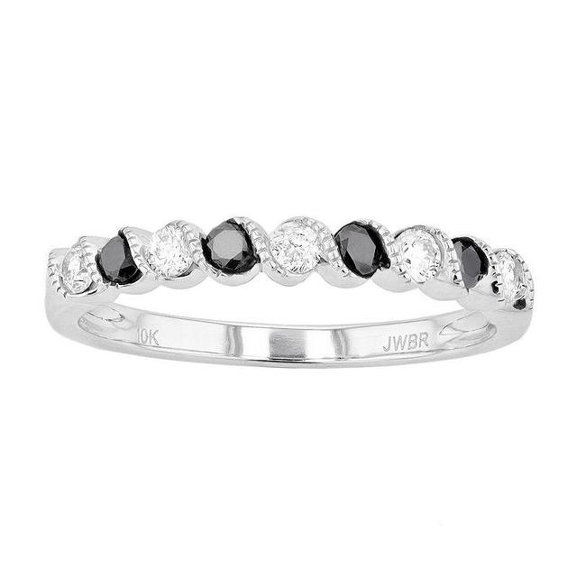 10k White Gold 1/3 Carat T.W. Black & White Diamond Ring, Womens 10k Whgold Product Image