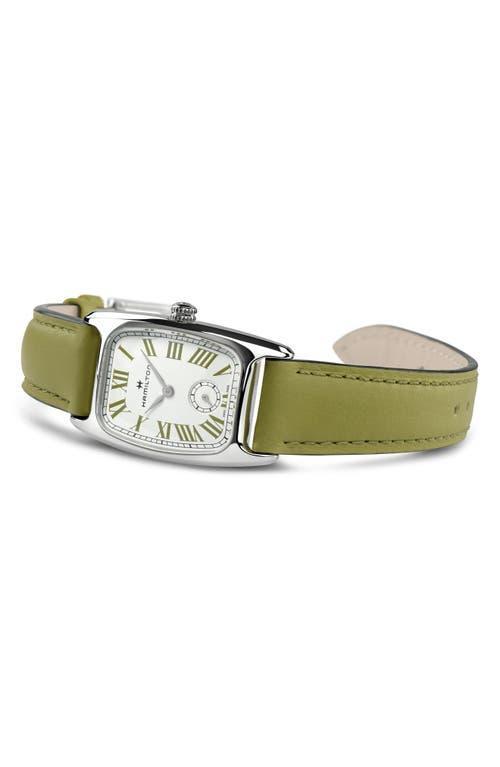 Hamilton Womens Swiss American Classic Small Second White Leather Strap Watch 24x27mm Product Image