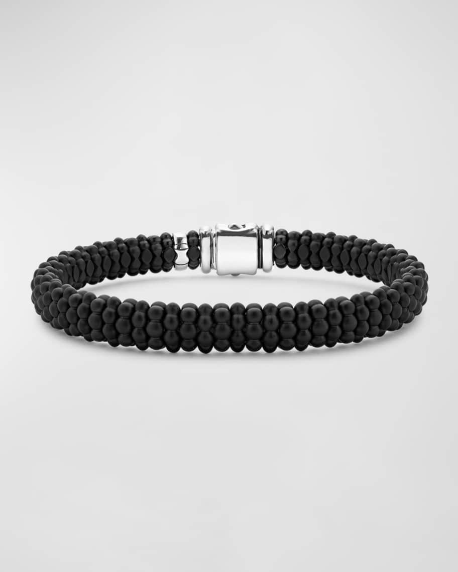 Lagos Mens 18K Yellow Gold & Sterling Silver Anthem Black Ceramic Caviar Bead Bracelet - 100% Exclusive Product Image