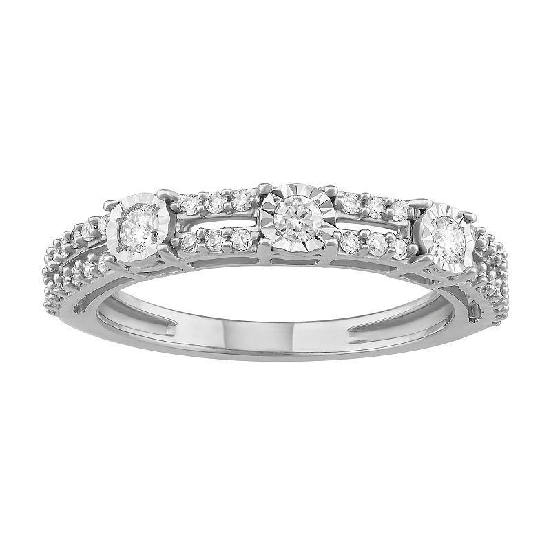 Sterling Silver 1/3 Carat T.W. Diamond Wedding Ring Band, Womens White Product Image