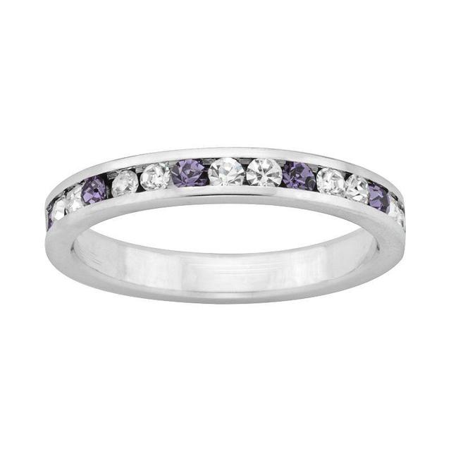 Sterling Silver Purple and White Crystal Eternity Ring, Womens Product Image