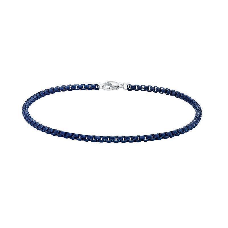 Mens LYNX Stainless Steel Box Chain Bracelet Blue Product Image