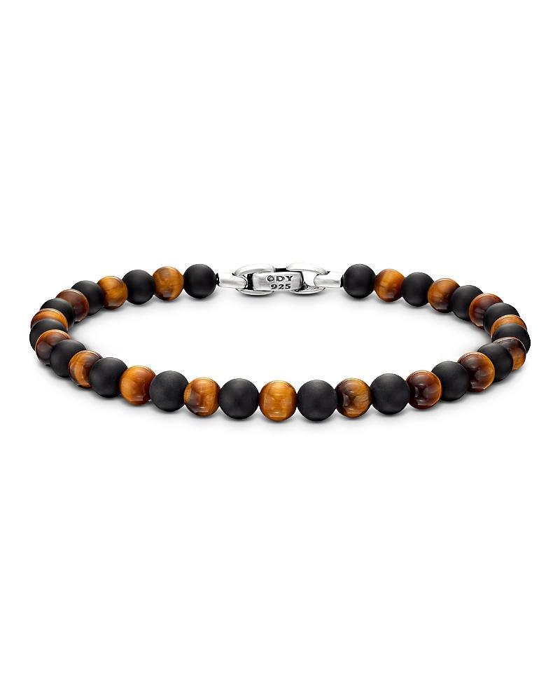 David Yurman Mens Spiritual Beads Alternating Bracelet in Sterling Silver with Black Onyx and Tigers Eye, 6mm Product Image