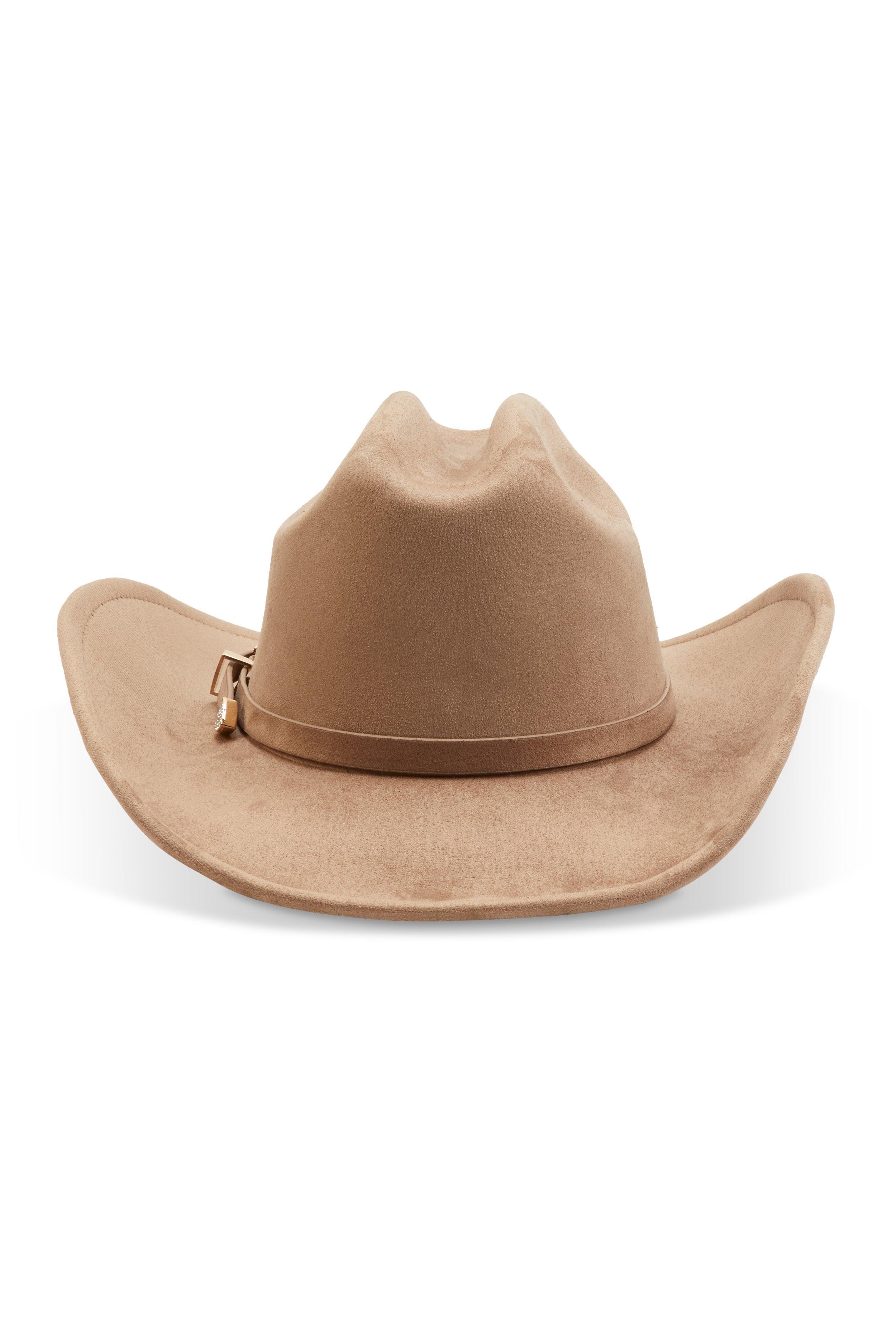 Rhinestone Buckle Faux Suede Cowboy Hat Female Product Image