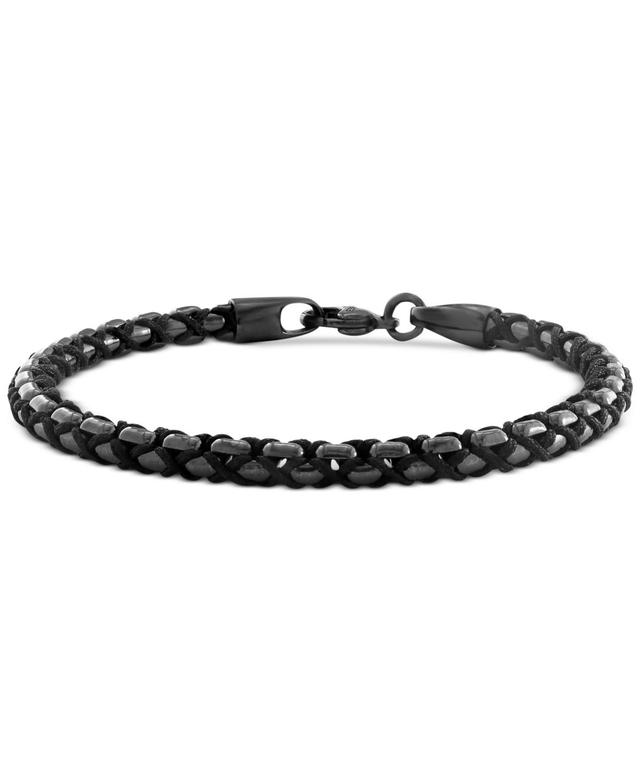 Effy Mens Hematite Woven Nylon Cord Bracelet Pvd-Plated Sterling Silver - Black Product Image