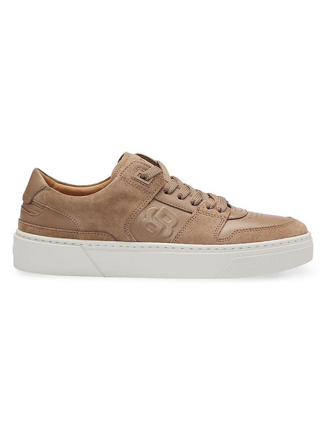 Womens Leather Lace-Up Trainers with Suede Trims Product Image