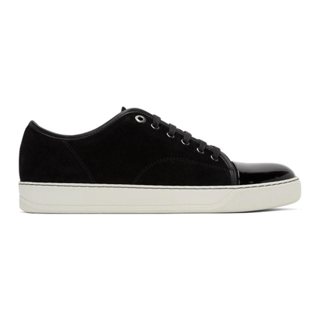 LANVIN Suede And Leather Cap-toe Sneakers In Blue Product Image