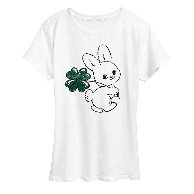 Womens Bunny And Clover Graphic Tee Grey Gray Product Image