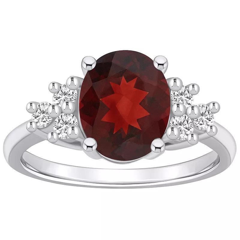 Alyson Layne 14k White Gold Oval Garnet & 1/3 Carat T.W. Diamond Ring, Womens Product Image