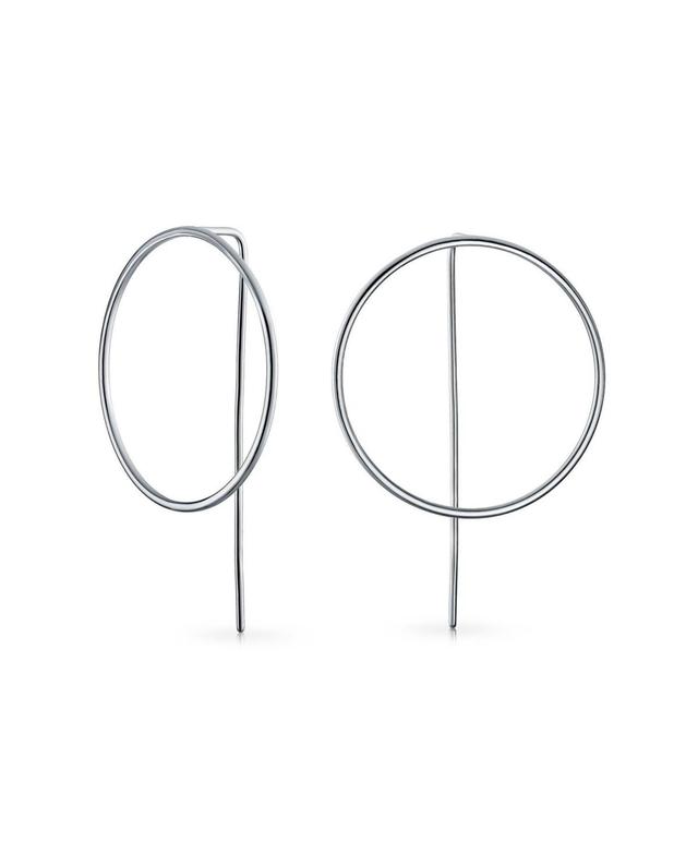 Delicate Minimalist Geometric Thin Round Open Circle Modern Hoop Threader Earrings For Women Teen.925 Sterling Silver Product Image