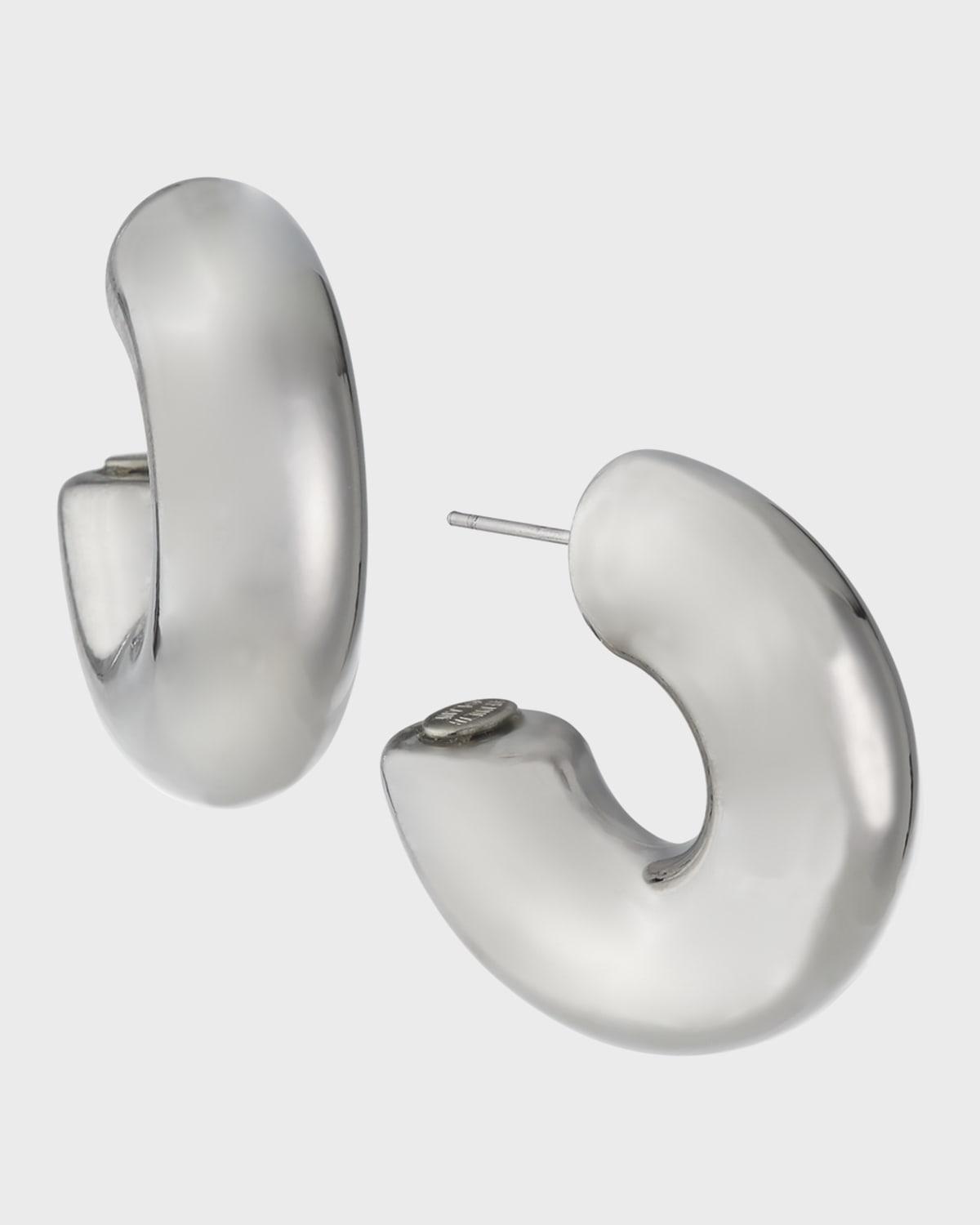 Womens Rhodium-Plated Tubular Hoop Earrings Product Image