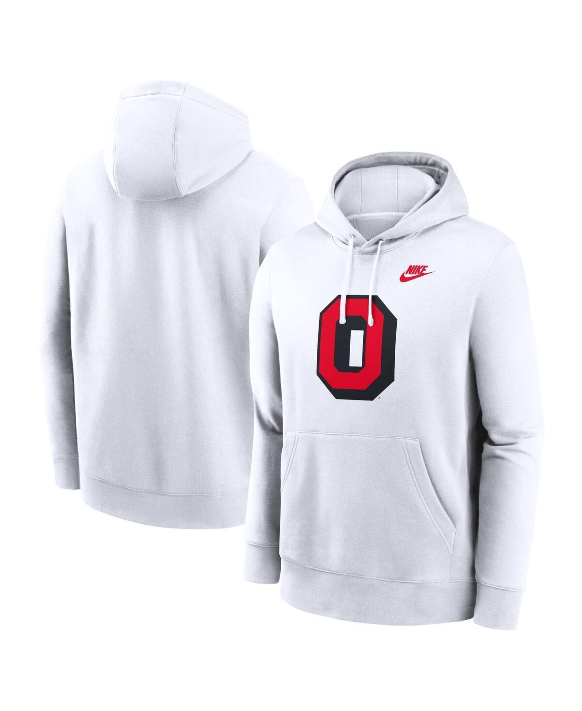 Nike Mens White Ohio State Buckeyes Legacy Logo Club Fleece Pullover Hoodie Product Image