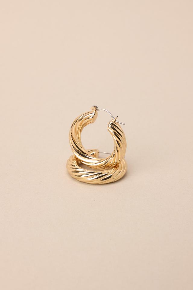 To Be Alive Twisted Gold Hoop Earrings Product Image