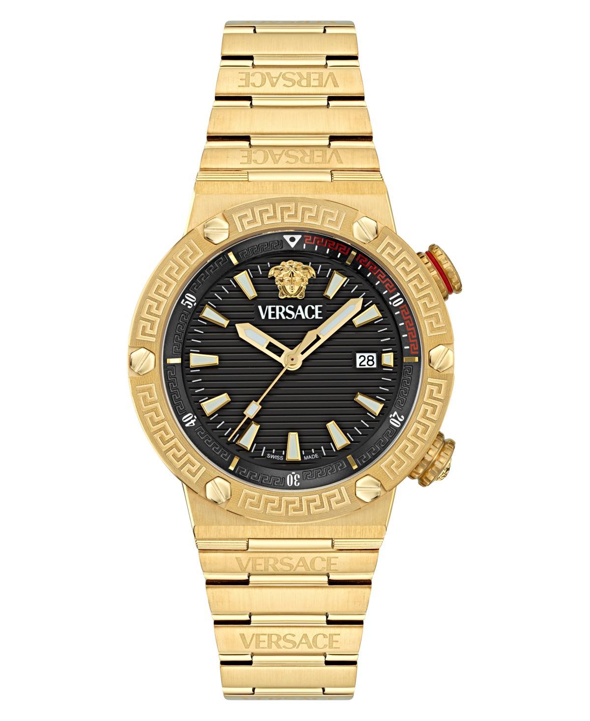 Versace Mens Swiss Gold Ion Plated Stainless Steel Bracelet Watch 43mm Product Image