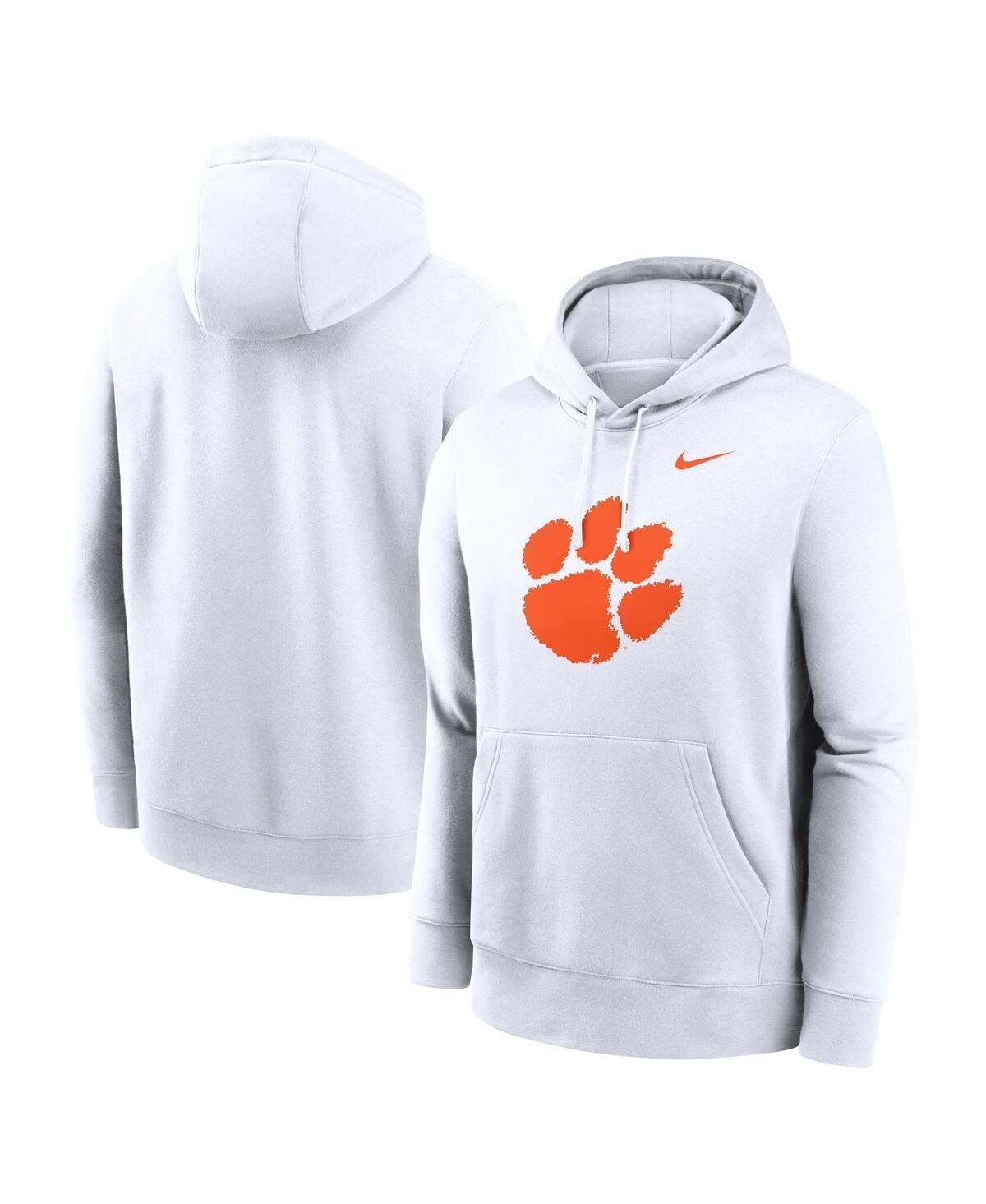 NIKE Men's White Clemson Tigers Primetime Evergreen Club Fleece Pullover Hoodie Product Image