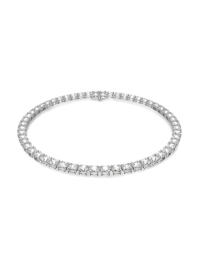 Womens Matrix Rhodium-Plated Square-Cut Crystal Necklace Product Image