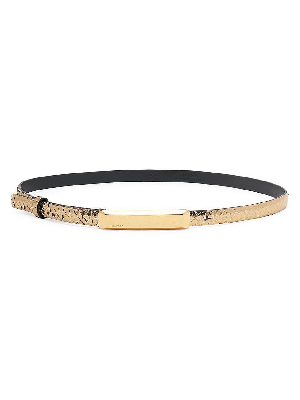 Womens Bar Python-Embossed Metallic Leather Belt Product Image