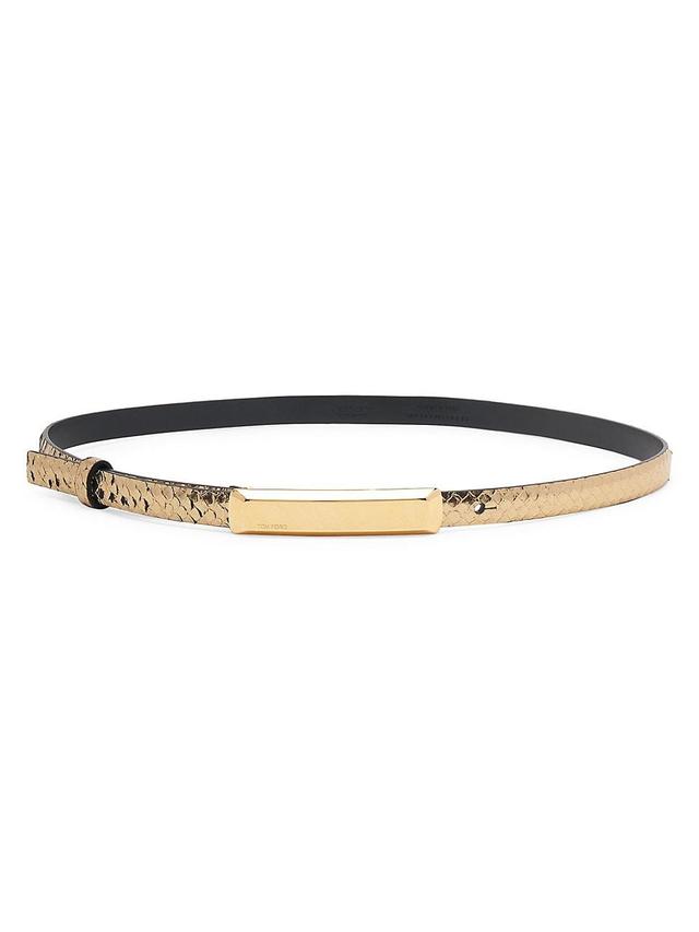 Womens Bar Python-Embossed Metallic Leather Belt Product Image