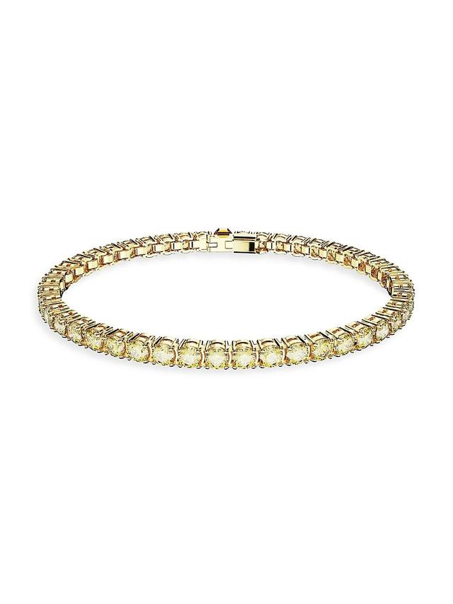 Swarovski Matrix Green Crystal Tennis Bracelet in Gold Tone Product Image