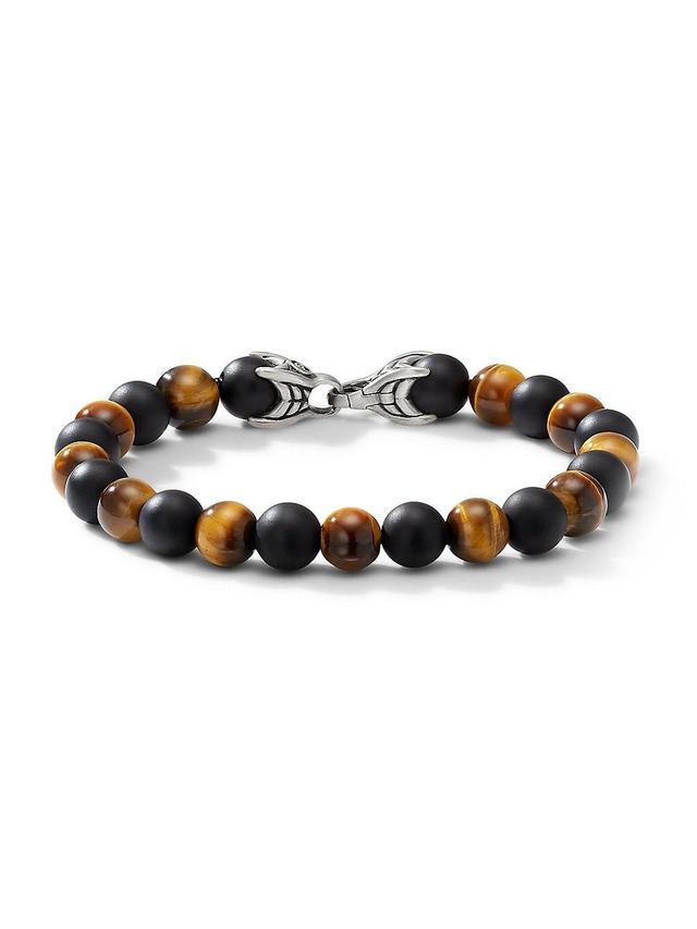 Mens Spiritual Beads Alternating Bracelet with Tigers Eye and Black Onyx Product Image