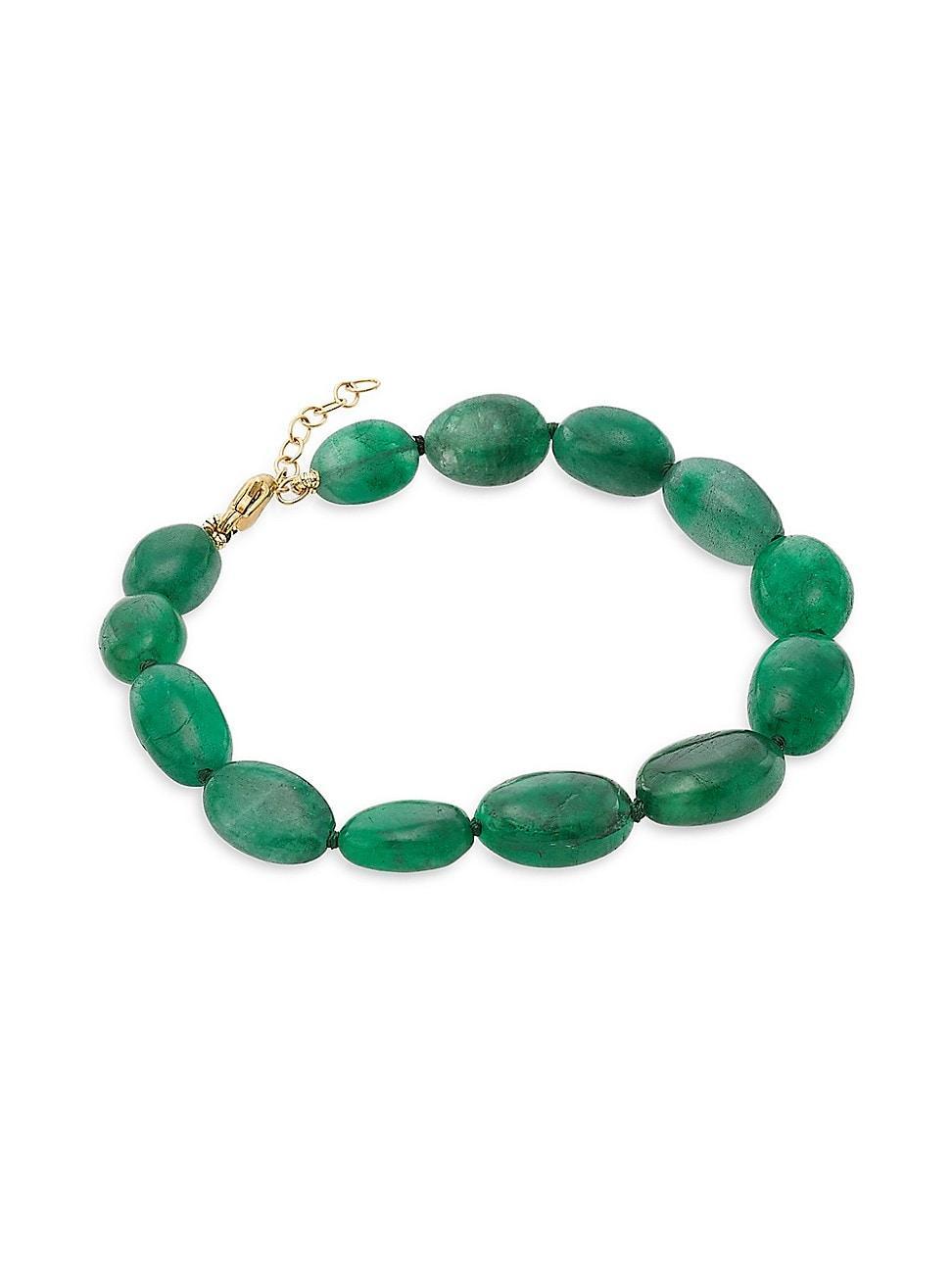 Womens Arizona 14K Yellow Gold & Emerald Quartz Beaded Bracelet Product Image